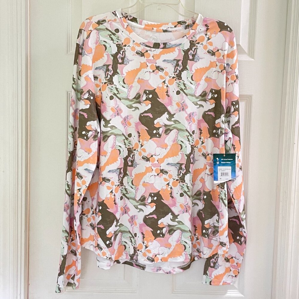 Enlighten UPF 50 sun protection shirt rash guard long sleeve watercolor plus